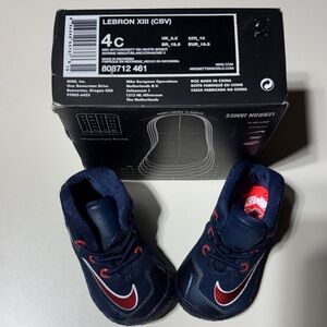 Nike LEBRON XIII Baby Kids Sneakers - Navy and Crimson 4c